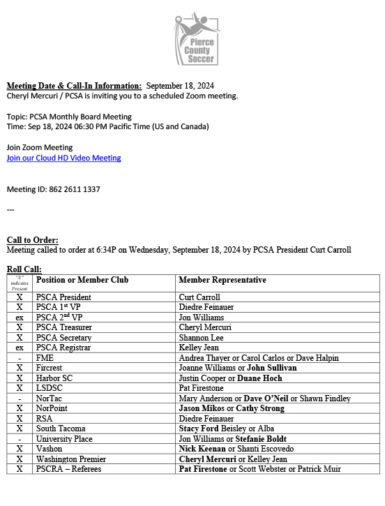 PCSA September 2024 Meeting Minutes FINAL